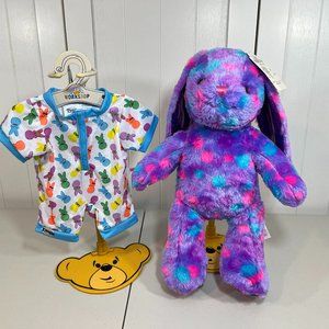 NEW Build a Bear Purple Polka Dot Bunny Rabbit Plush w/ Peeps Sleeper Pajamas